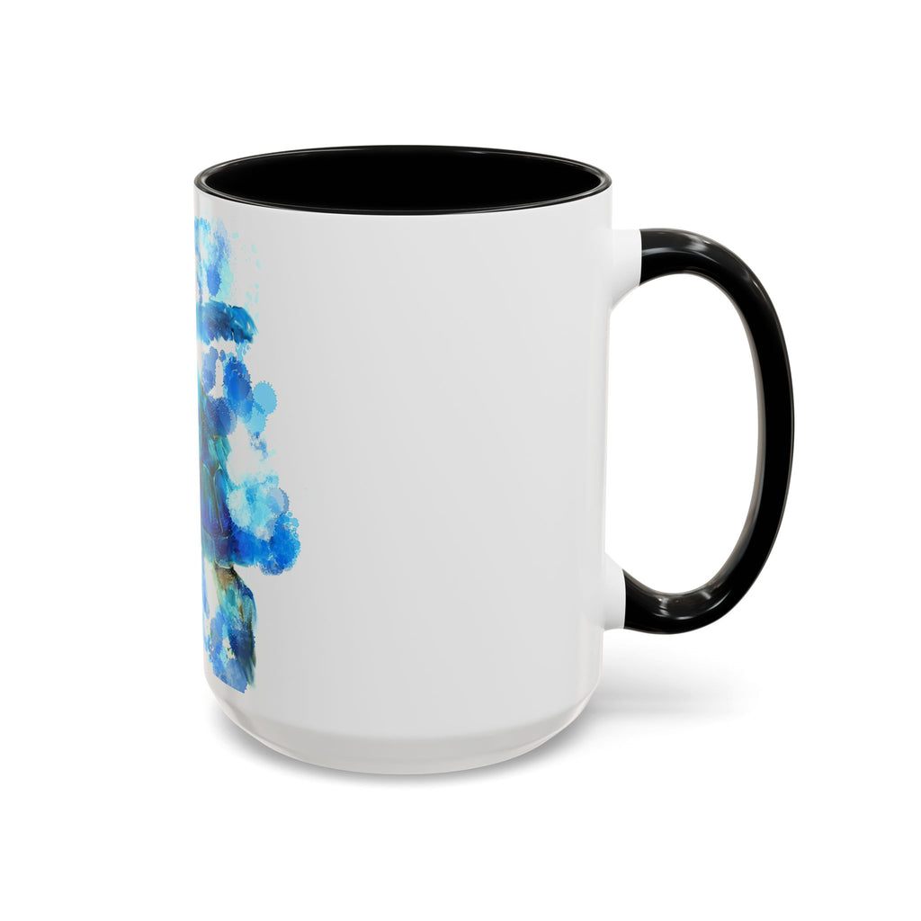 Blue Sea Turtle Accent Coffee Mug — Watercolor Ocean Turtle 11/15oz