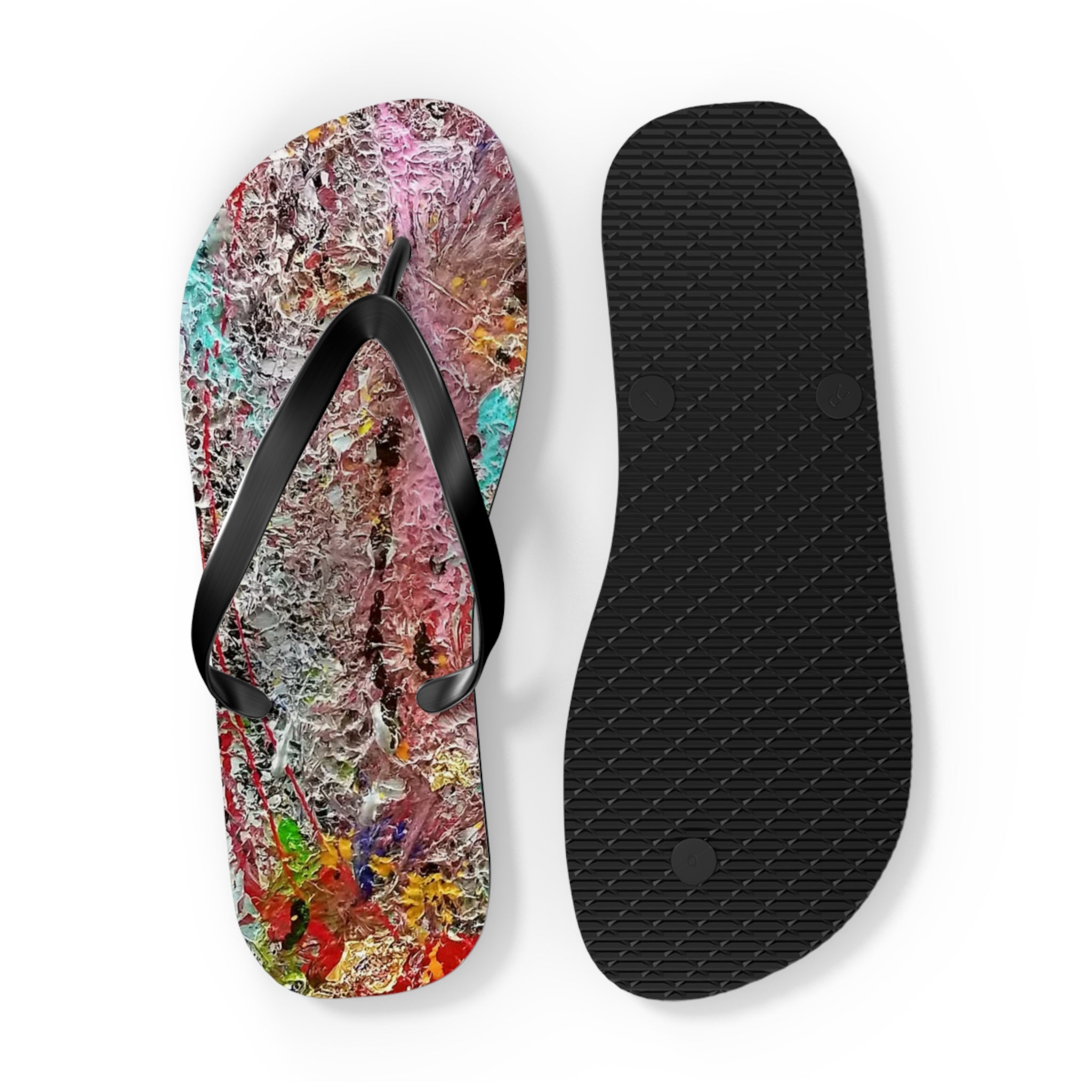 Artistic Abstract Flip Flops — Colorful Graffiti Texture Sandals