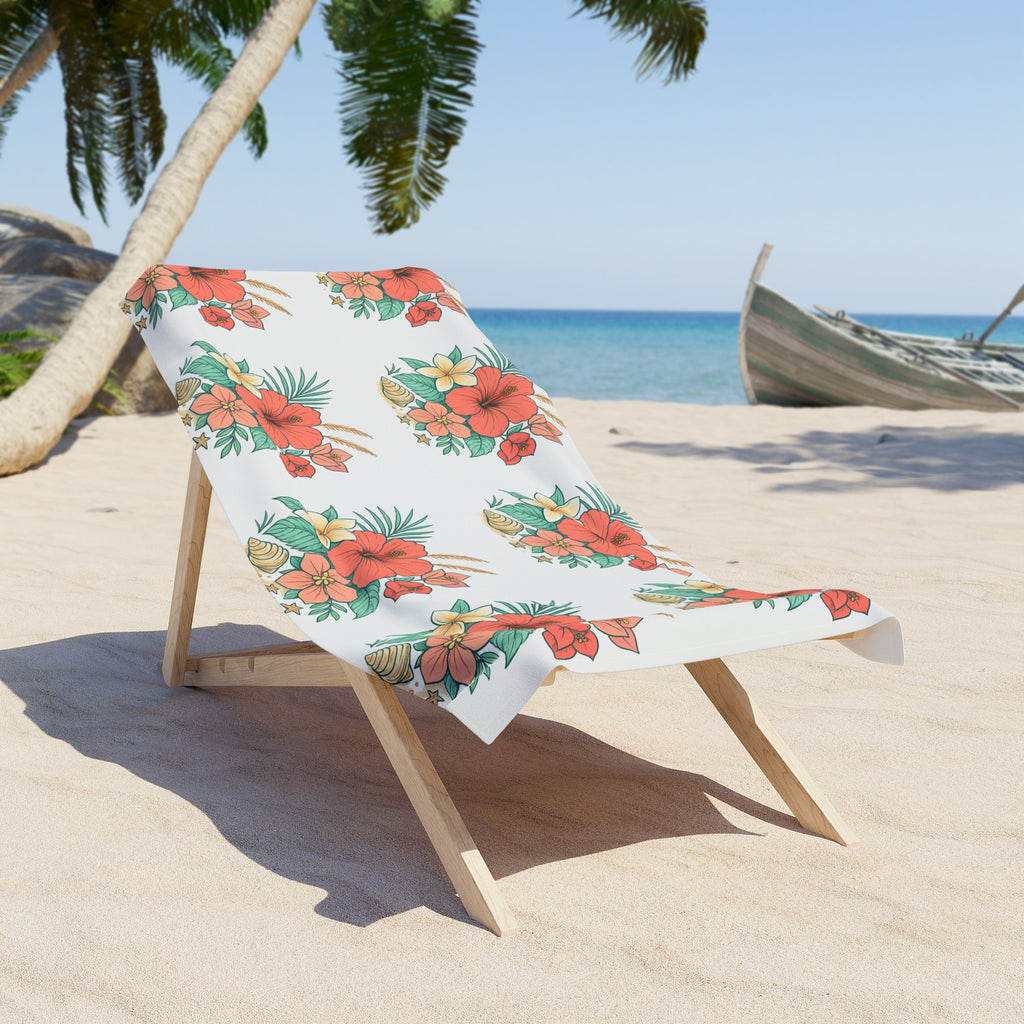 Tropical Hibiscus Beach Towel — Floral Luau Pattern for Summer & Vacation