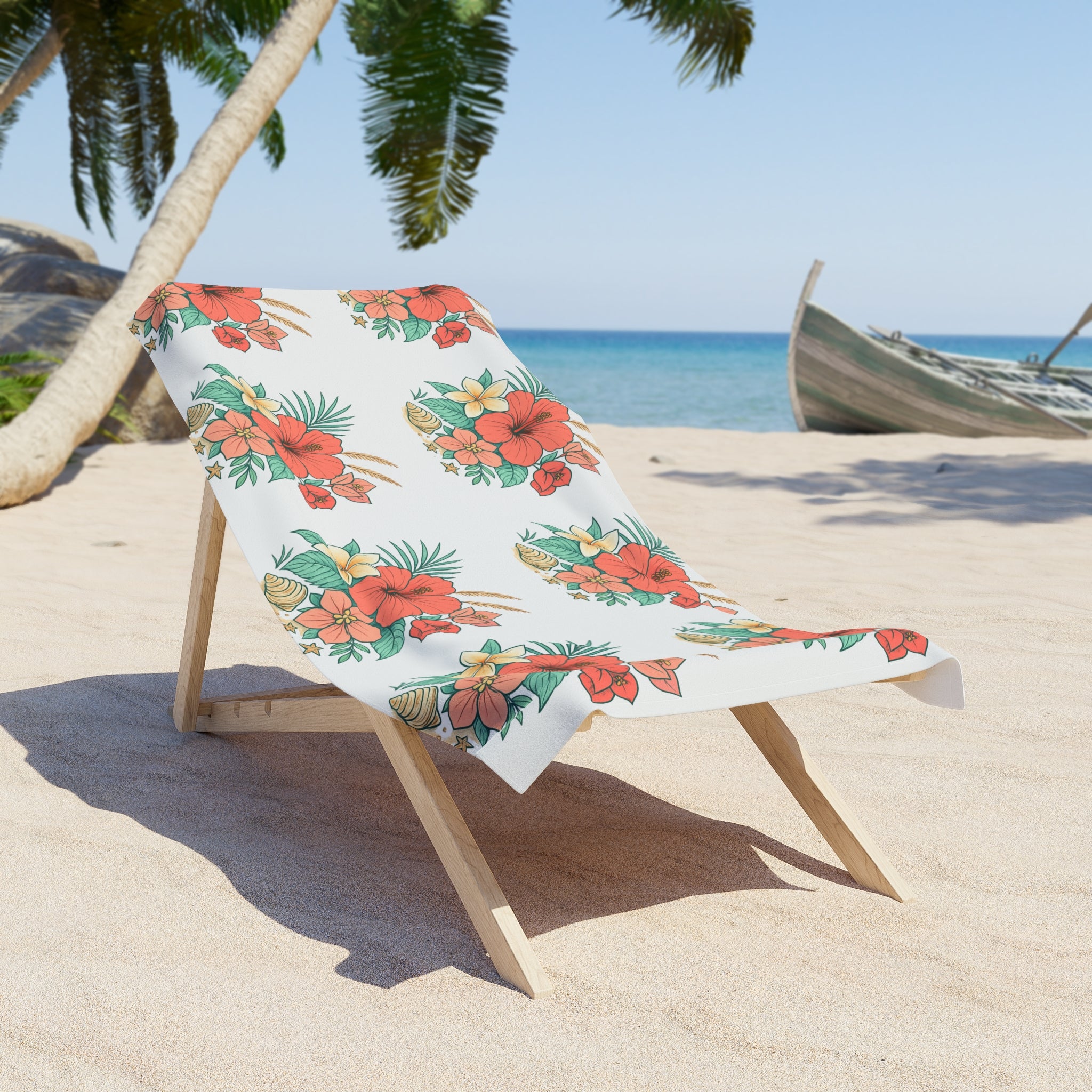 Tropical Hibiscus Beach Towel — Floral Luau Pattern for Summer & Vacation