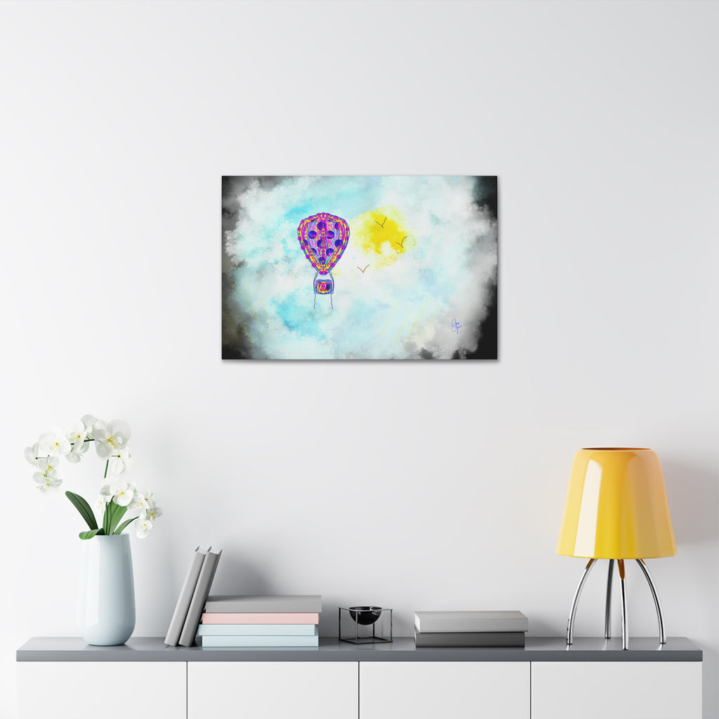 Hot Air Balloon Canvas Art – Whimsical Sunshine Nursery Wall Décor (Stretched Canvas)