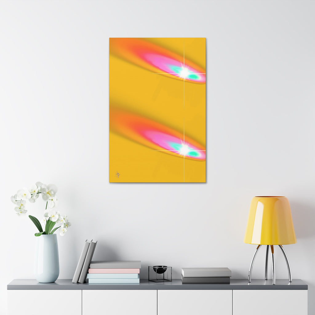 Abstract Neon Comet Canvas — Vibrant Turquoise & Pink Stretched Wall Art (1.5" Depth)