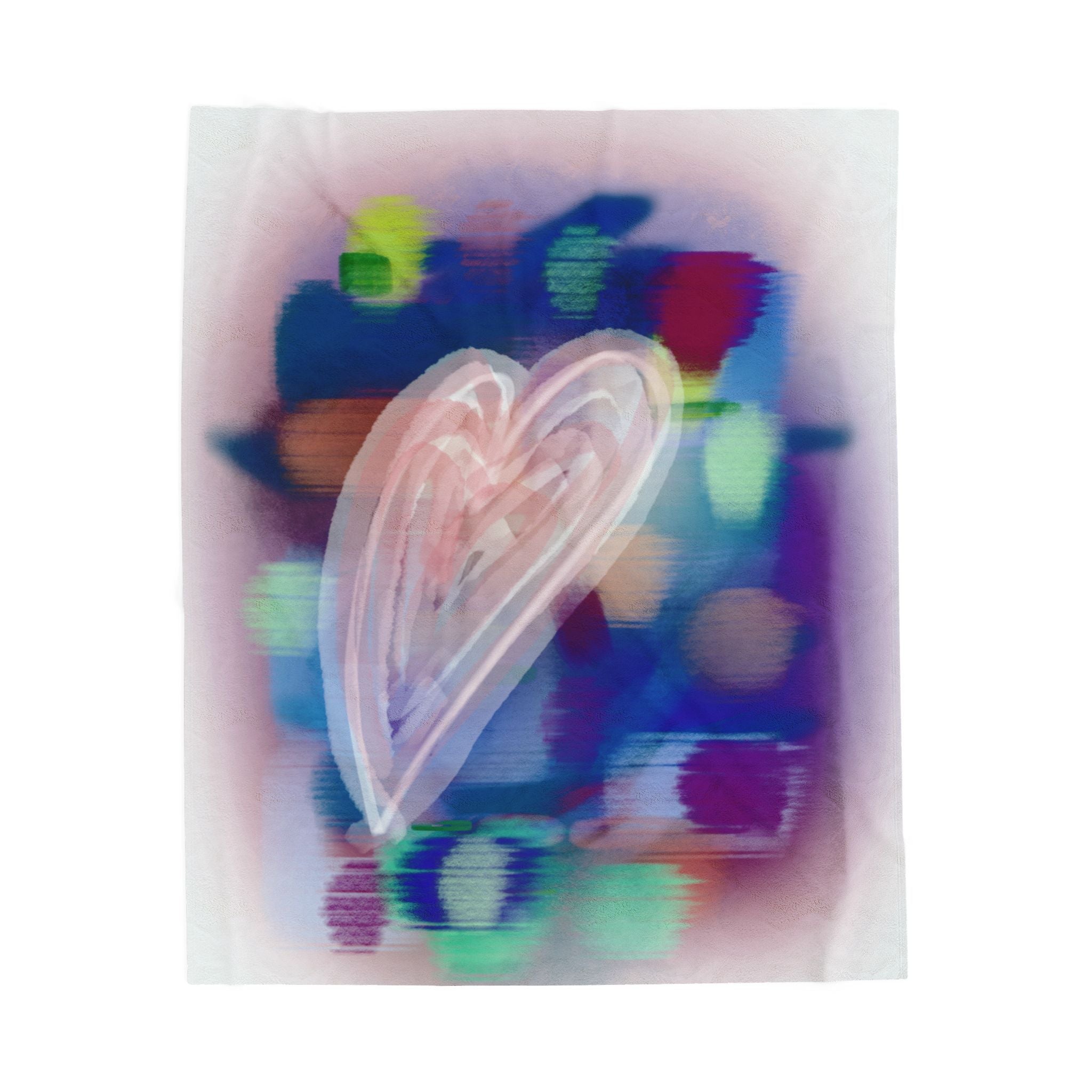 Velveteen Plush Blanket — Dreamy Pastel Heart Abstract Throw