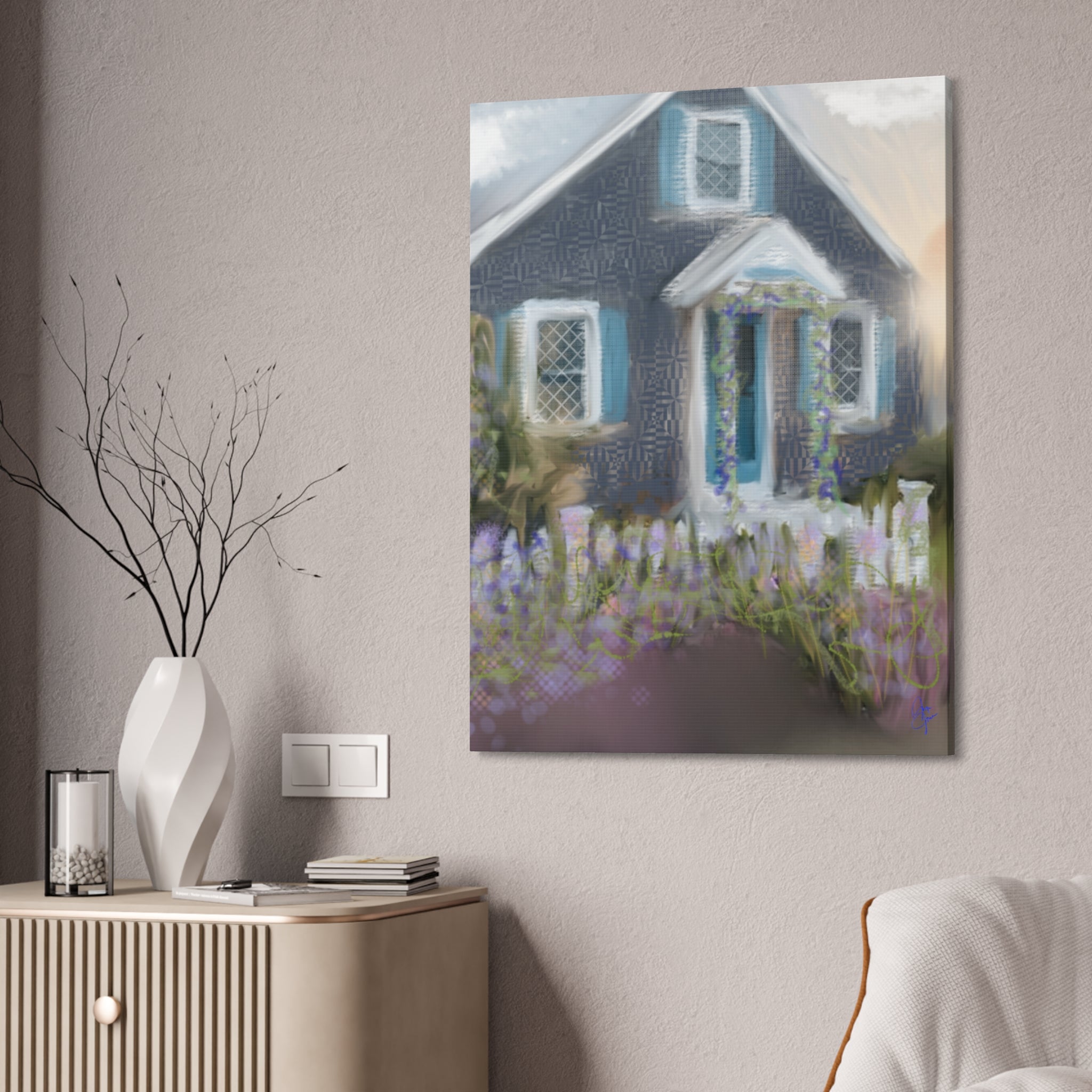 Coastal Cottage Garden Canvas Print — Stretched 1.5" Wall Art
