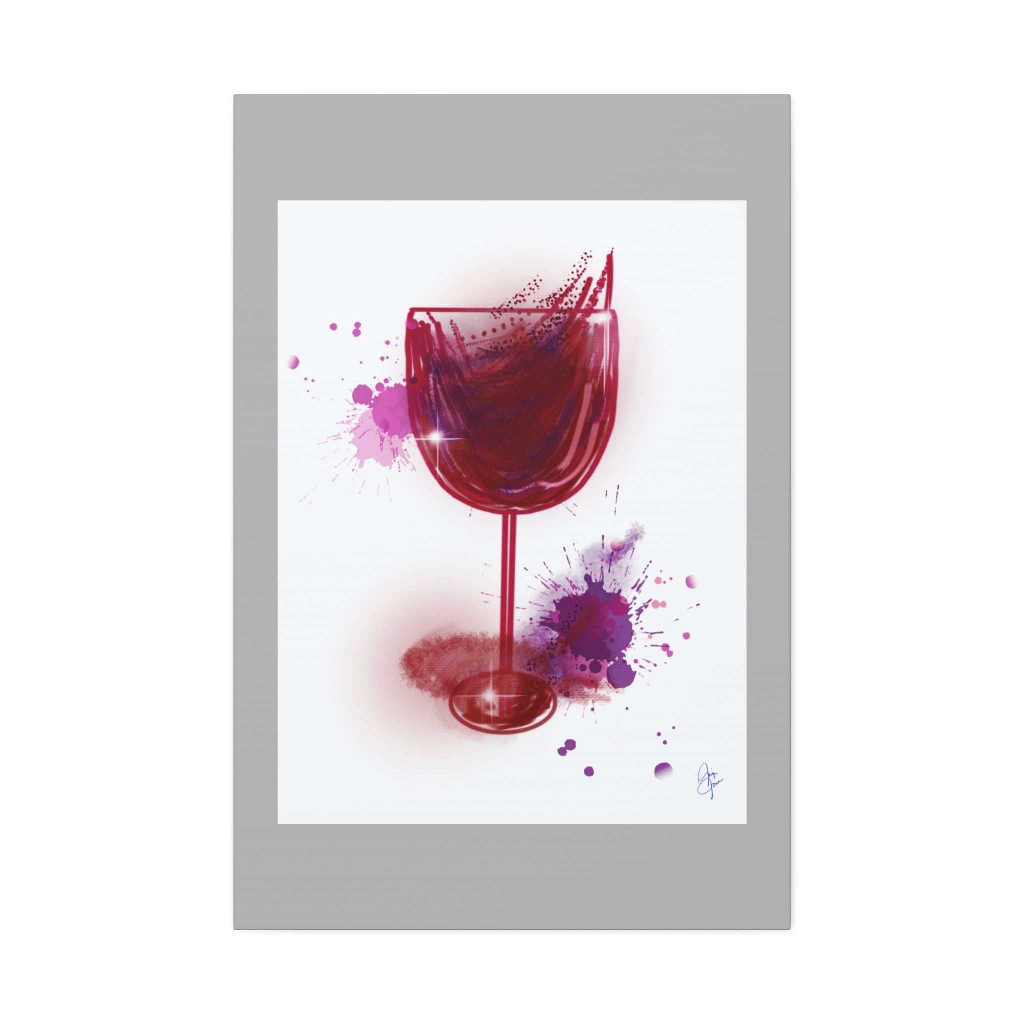 Wine Glass Art Canvas — Red Wine Splash Stretched Wall Art (1.5" Depth)