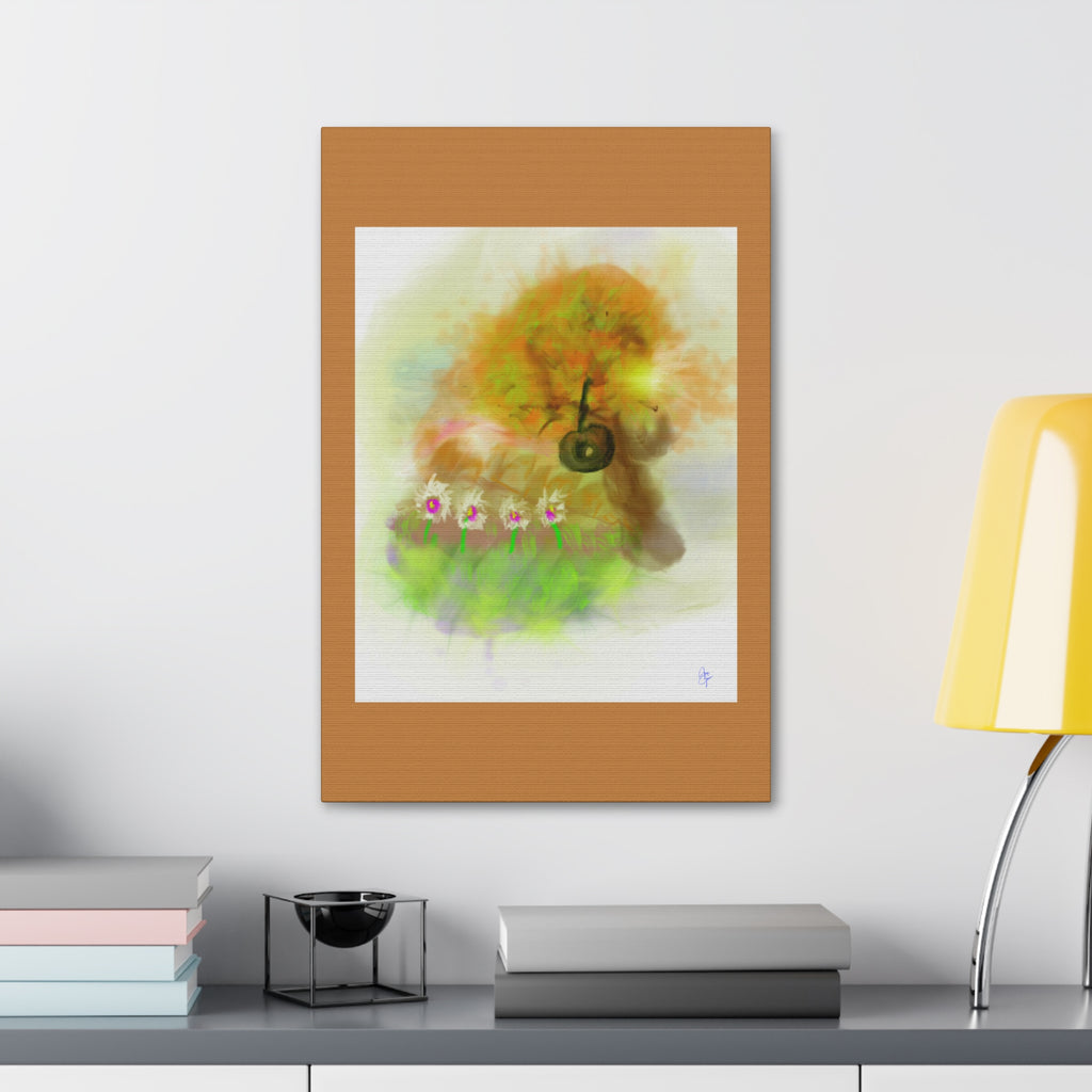 Whimsical Yard Canvas Print — Tire Swing & Broken Fence Stretched 1.5"