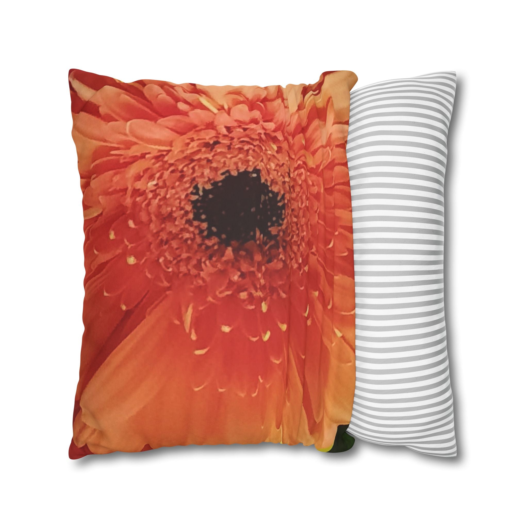 Floral Faux Suede Pillowcase — Yellow & Peach Daisy Accent Cushion Cover