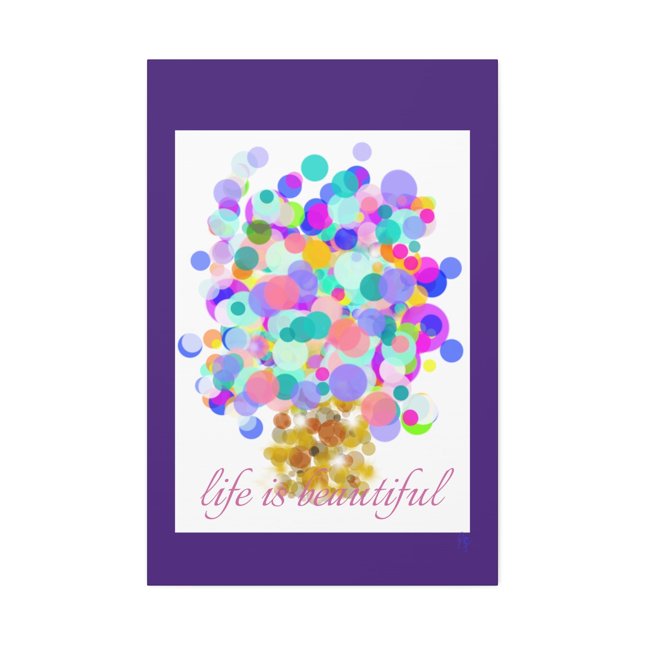Life Is Beautiful Colorful Bubble Tree Canvas