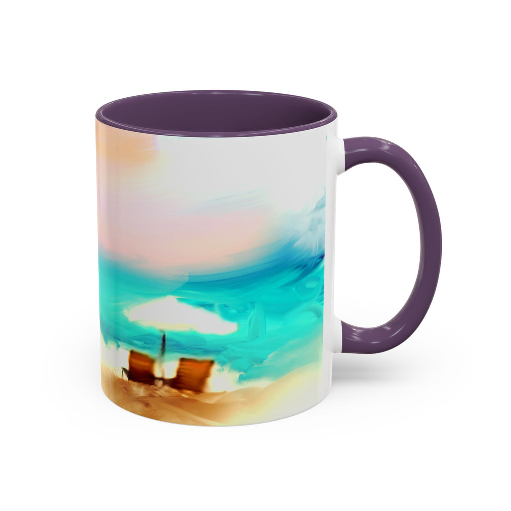 Beach Sunrise Accent Coffee Mug — Tropical Ocean Scene 11/15oz