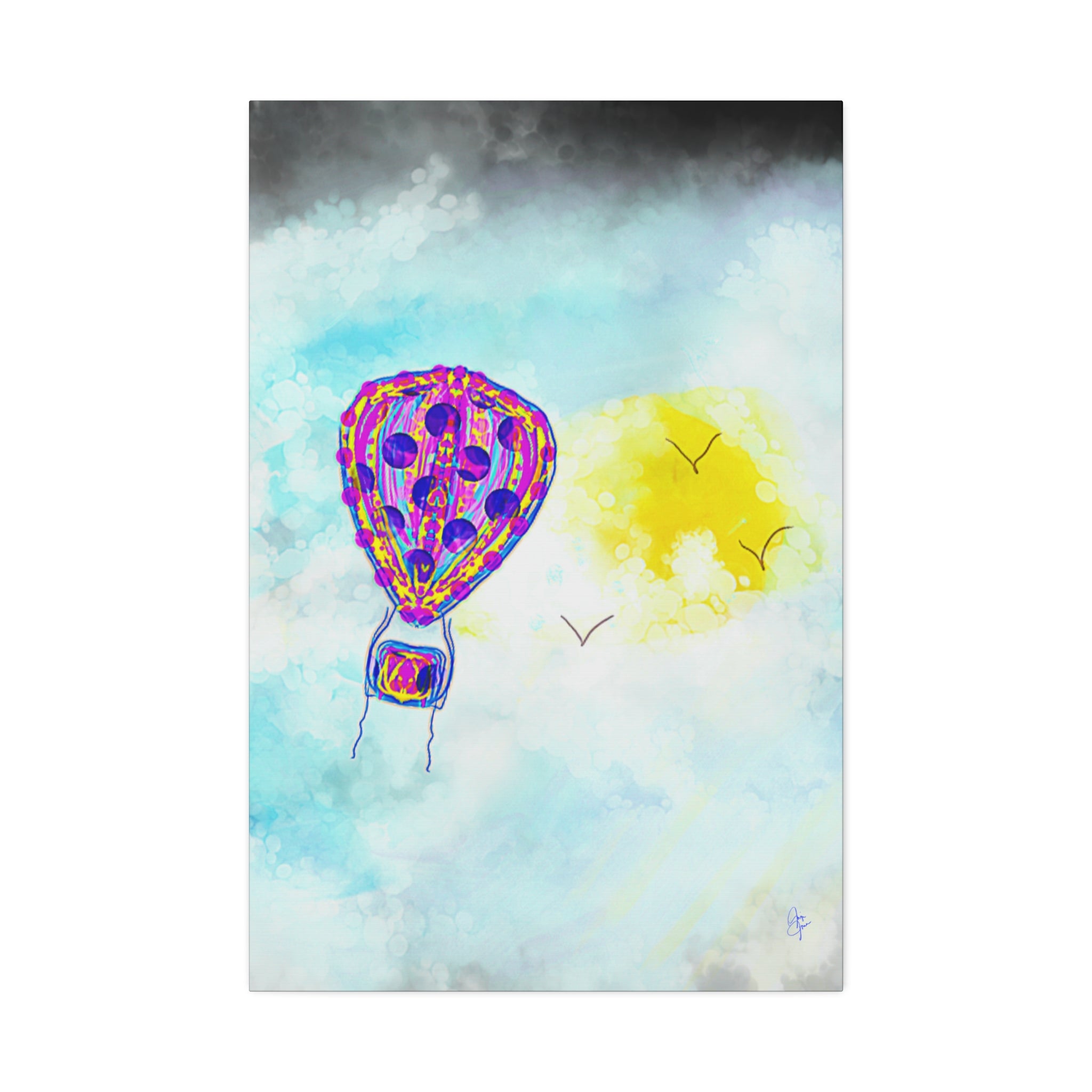 Hot Air Balloon Canvas Art – Whimsical Sunshine Nursery Wall Décor (Stretched Canvas)