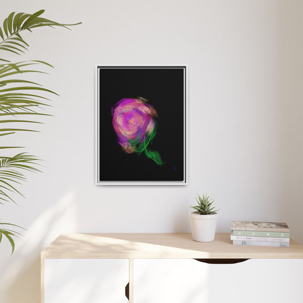 Abstract Rose Swirl Matte Framed Canvas — Multicolor Floral Wall Art