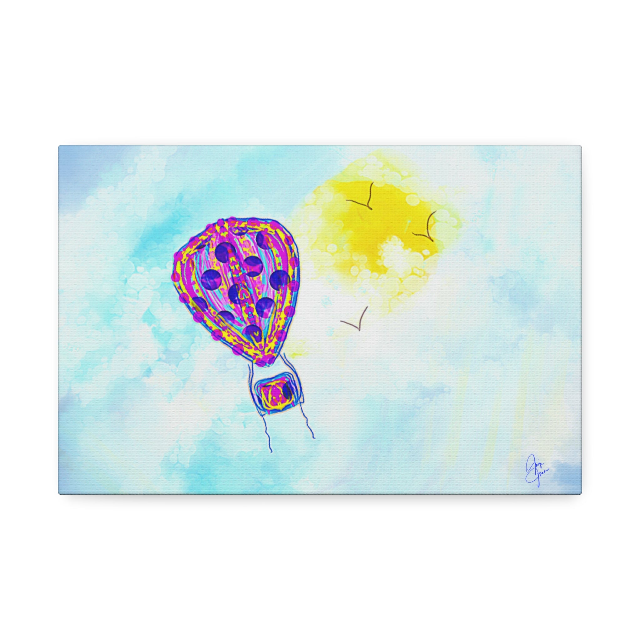 Hot Air Balloon Canvas Art – Whimsical Sunshine Nursery Wall Décor (Stretched Canvas)