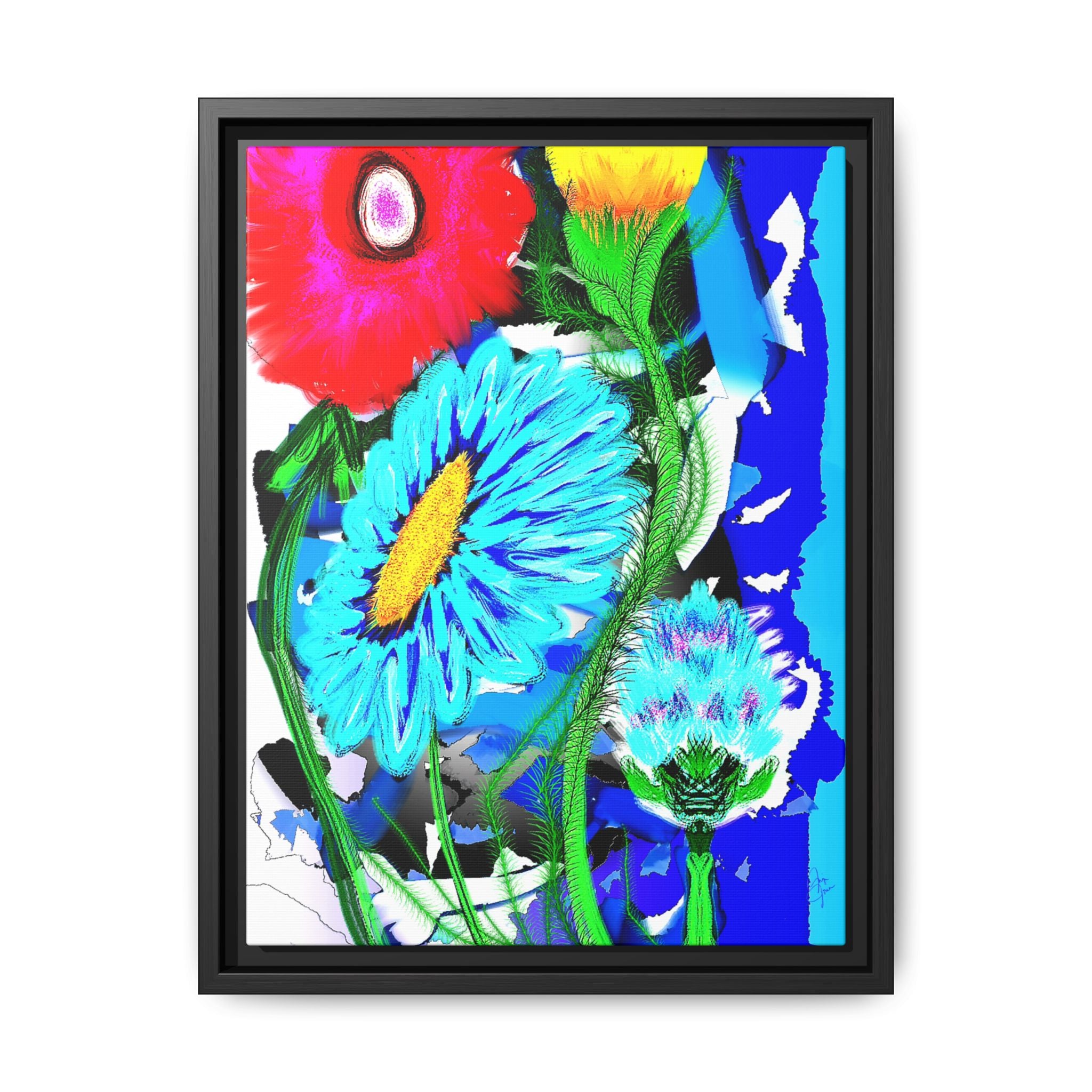 Vibrant Pop Floral Matte Canvas Framed Wall Art