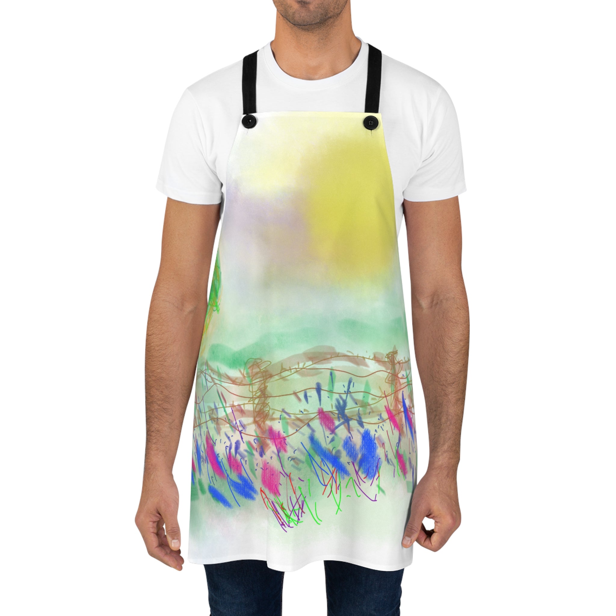 Watercolor Garden Apron - Spring Floral Field Cooking Apron