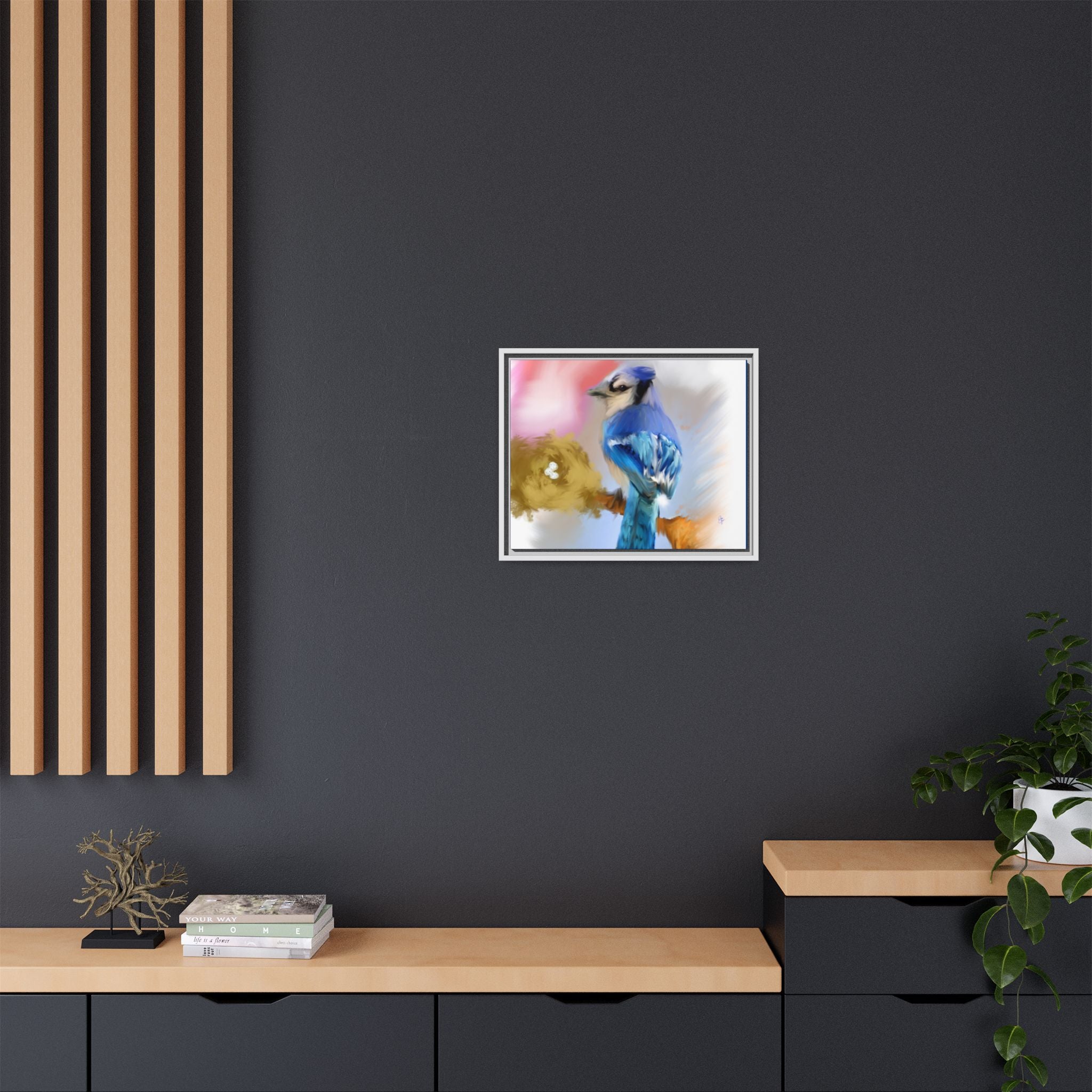 Blue Jay Art Print — Framed Matte Canvas Wall Art