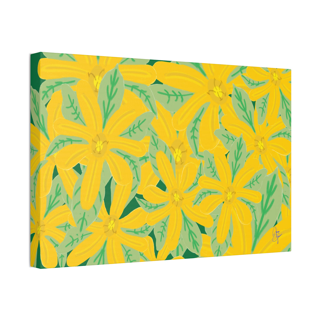 Yellow Daisy Canvas Wall Art — Bright Floral Stretched Canvas (1.5" Depth)
