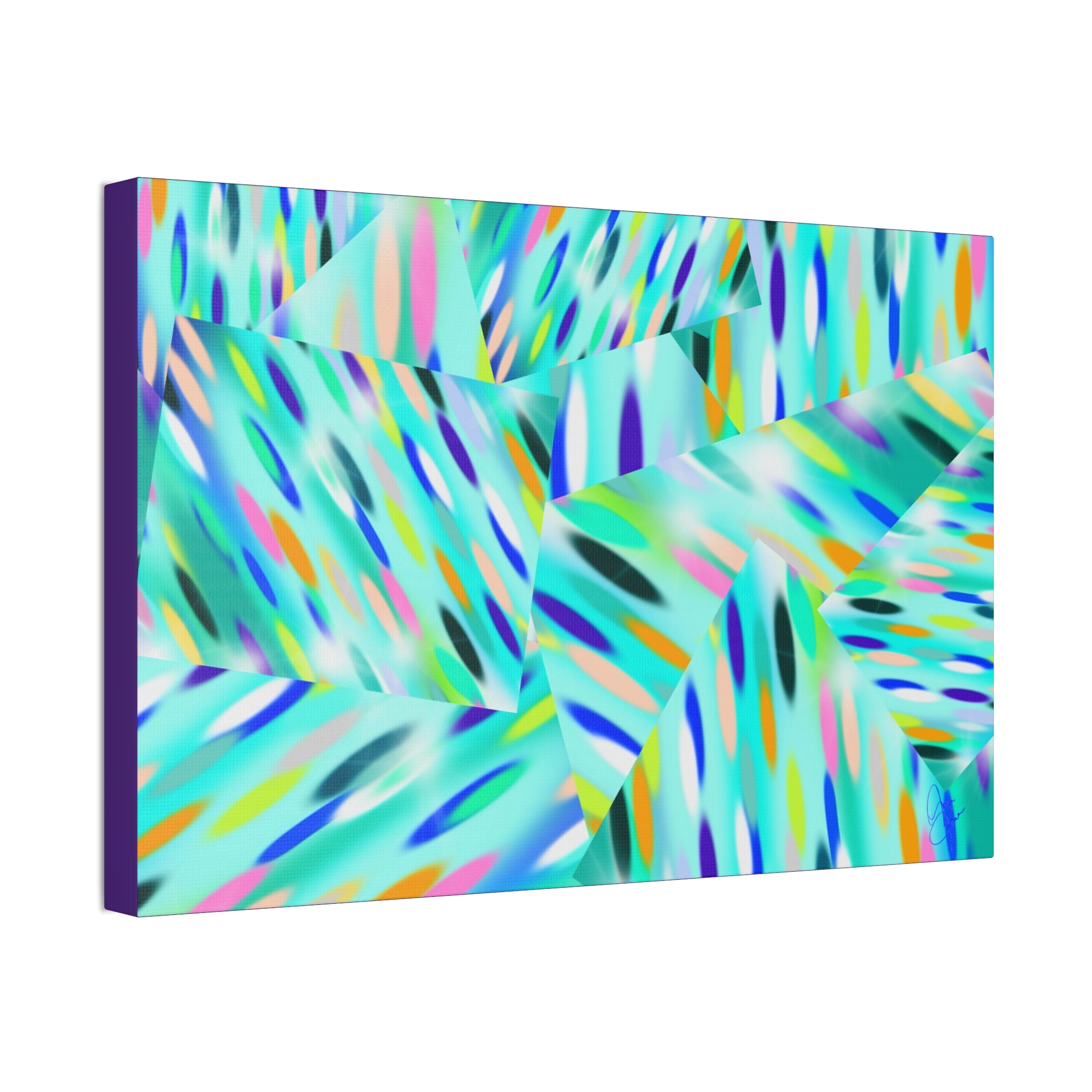 Abstract Aqua Canvas Print — Turquoise Geometric Art on Stretched 1.5" Canvas