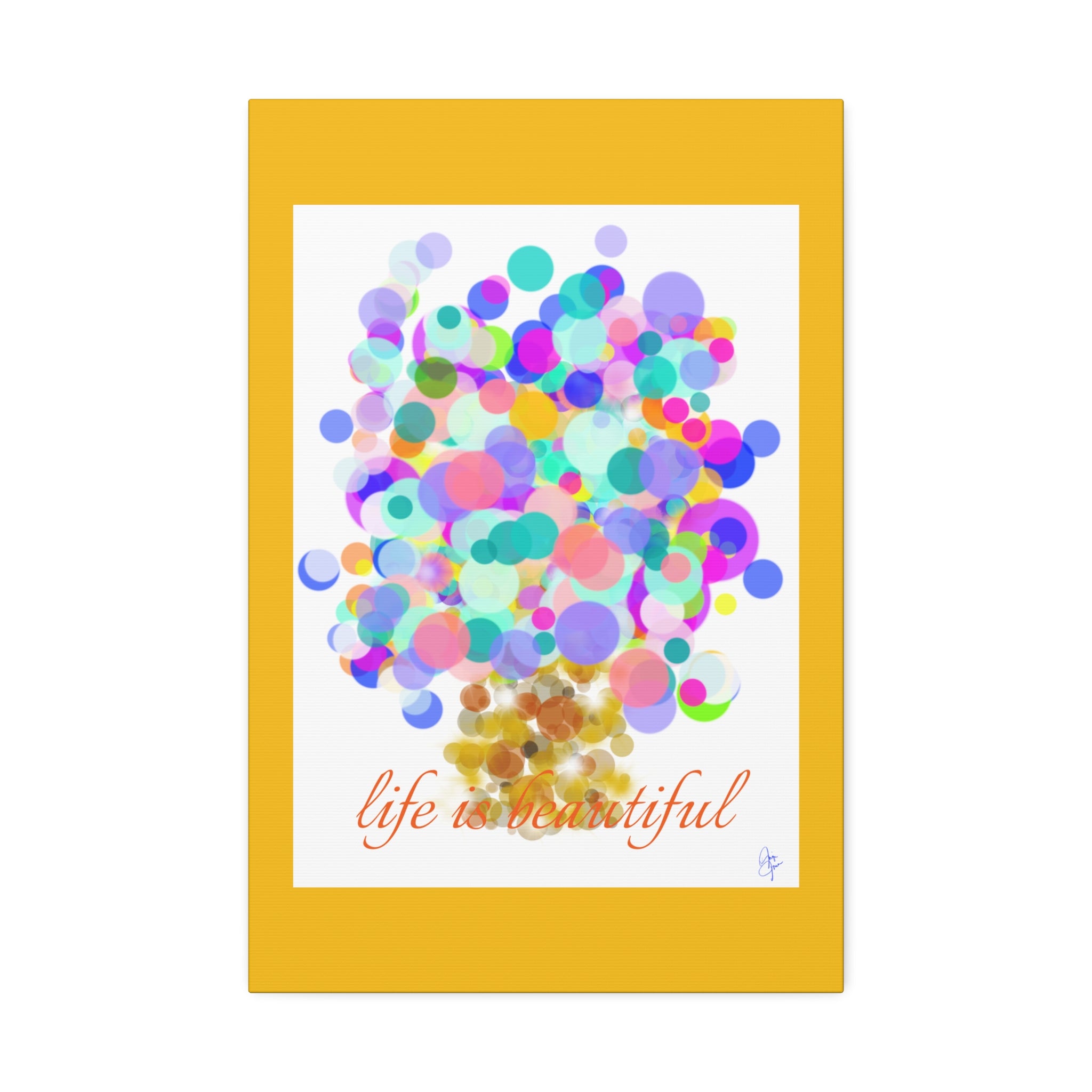 Life Is Beautiful Colorful Bubble Tree Canvas