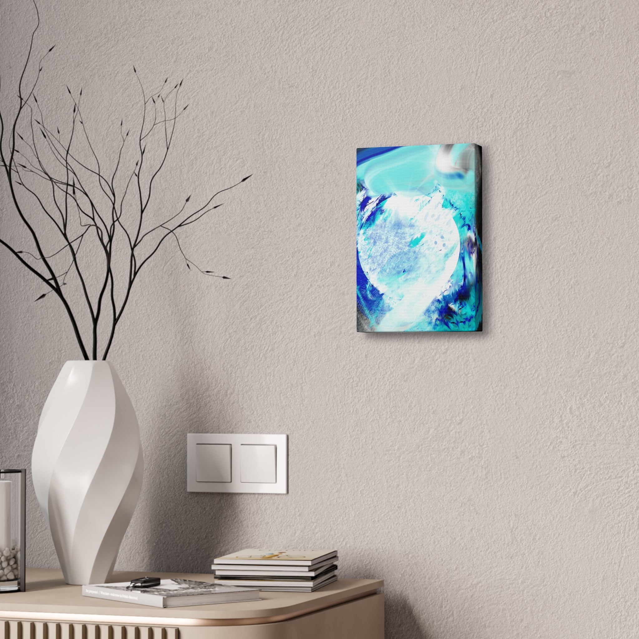 Abstract Blue Moon Canvas Print — Stretched 1.5" Wall Art
