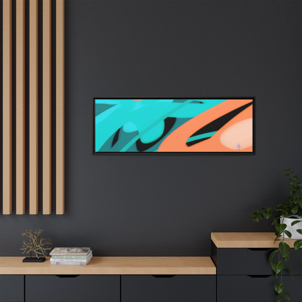 Abstract Teal & Coral Splash Framed Canvas