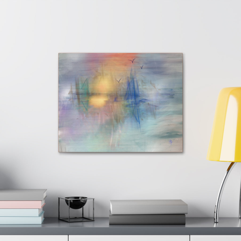 Sunset Harbor Abstract Canvas Wall Art – Stretched 1.5"