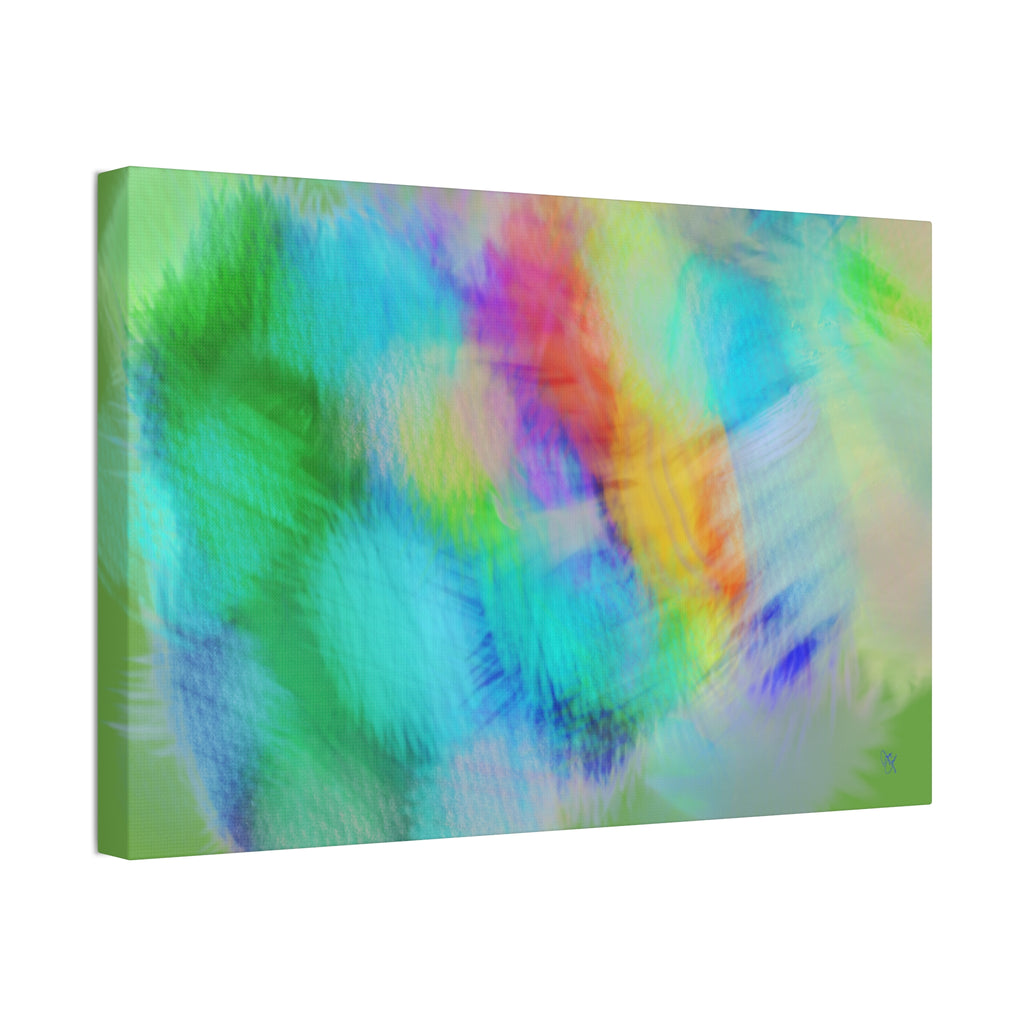 Abstract Pastel Watercolor Canvas Wall Art – Vibrant Rainbow Clouds Stretched Canvas