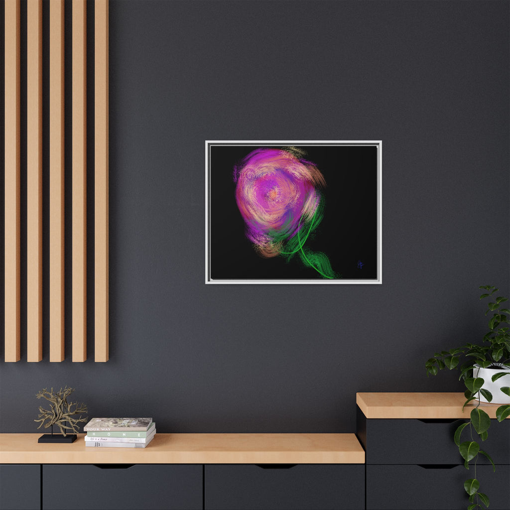 Abstract Rose Swirl Matte Framed Canvas — Multicolor Floral Wall Art
