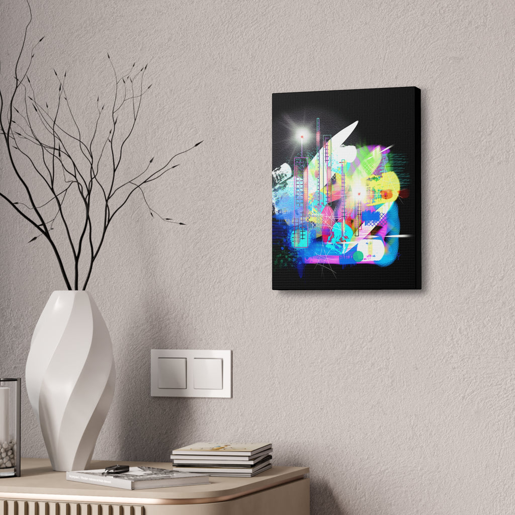 Abstract Neon Cityscape Canvas Print — Stretched 1.5"