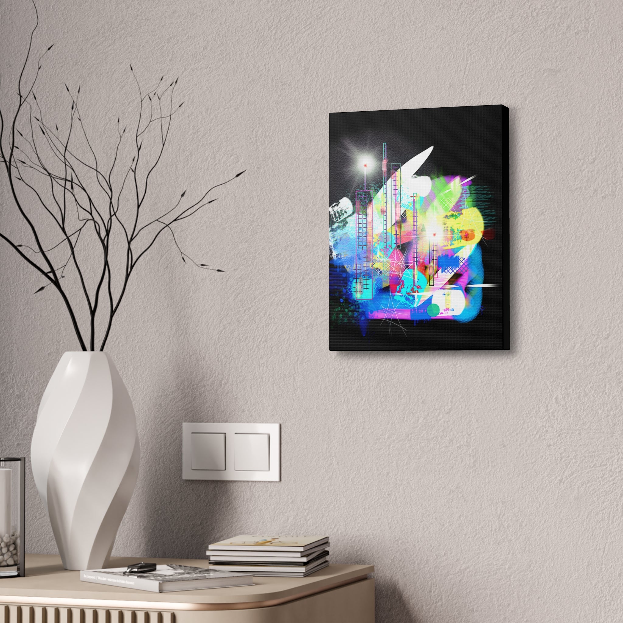 Abstract Neon Cityscape Canvas Print — Stretched 1.5"