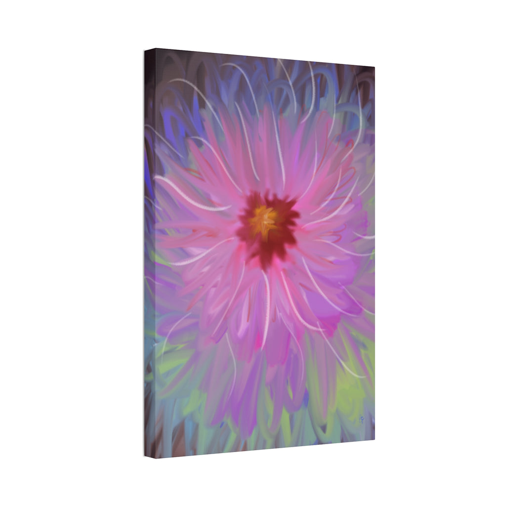 Pink Dahlia Floral Canvas Print — Stretched 1.5" Wall Art