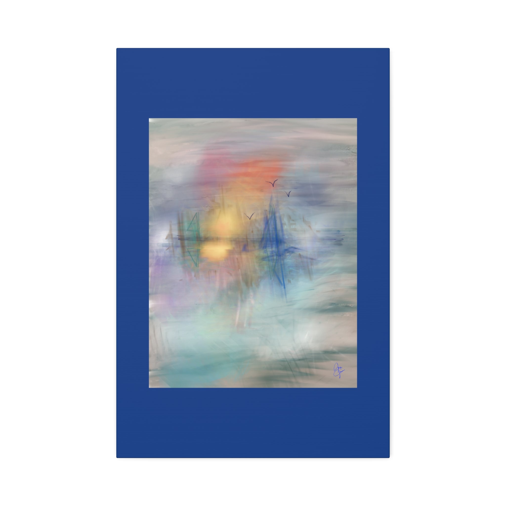 Sunset Harbor Abstract Canvas Wall Art – Stretched 1.5"