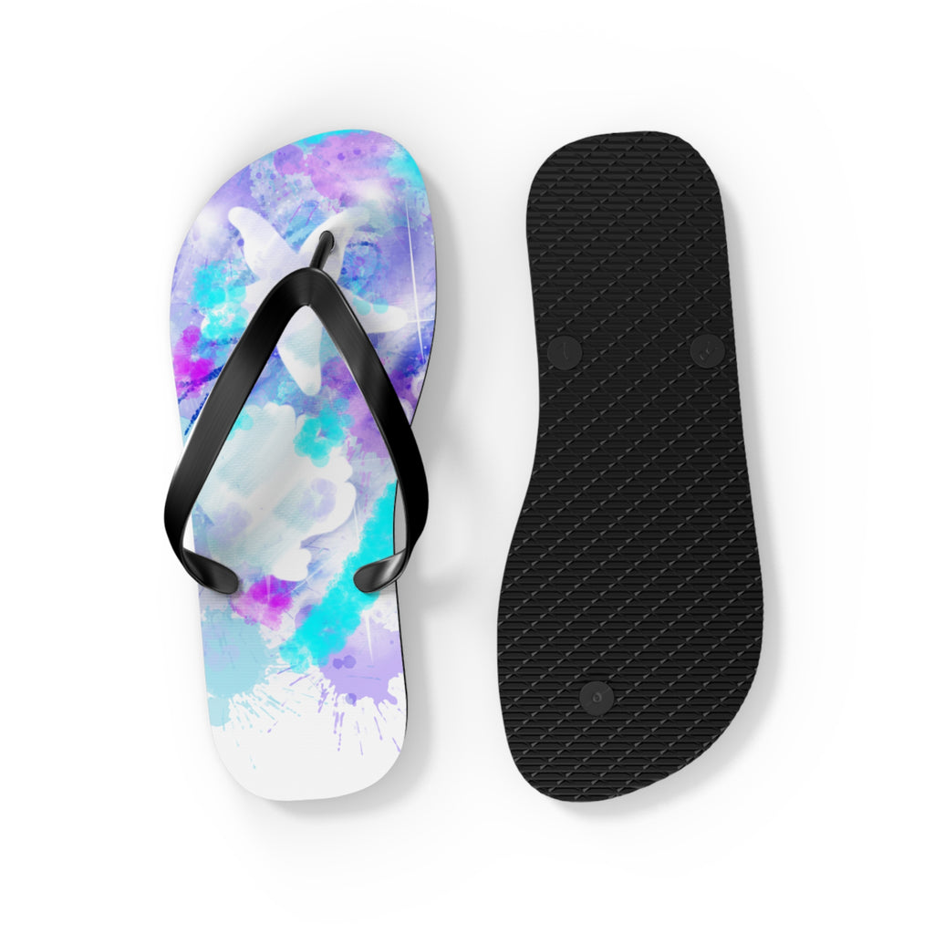 Watercolor Tie-Dye Flip Flops — Turquoise & Purple Beach Sandals