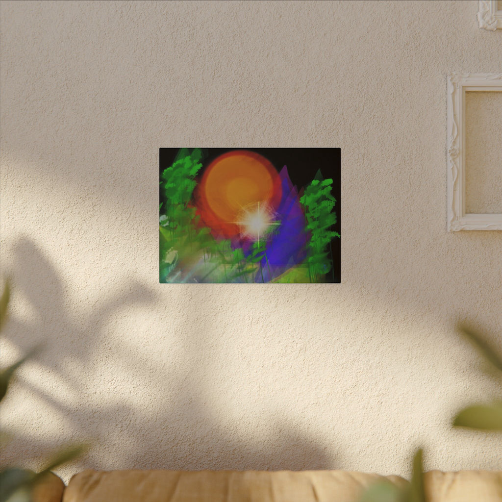 Sunburst Forest Matte Canvas Wall Art — Abstract Nature Landscape