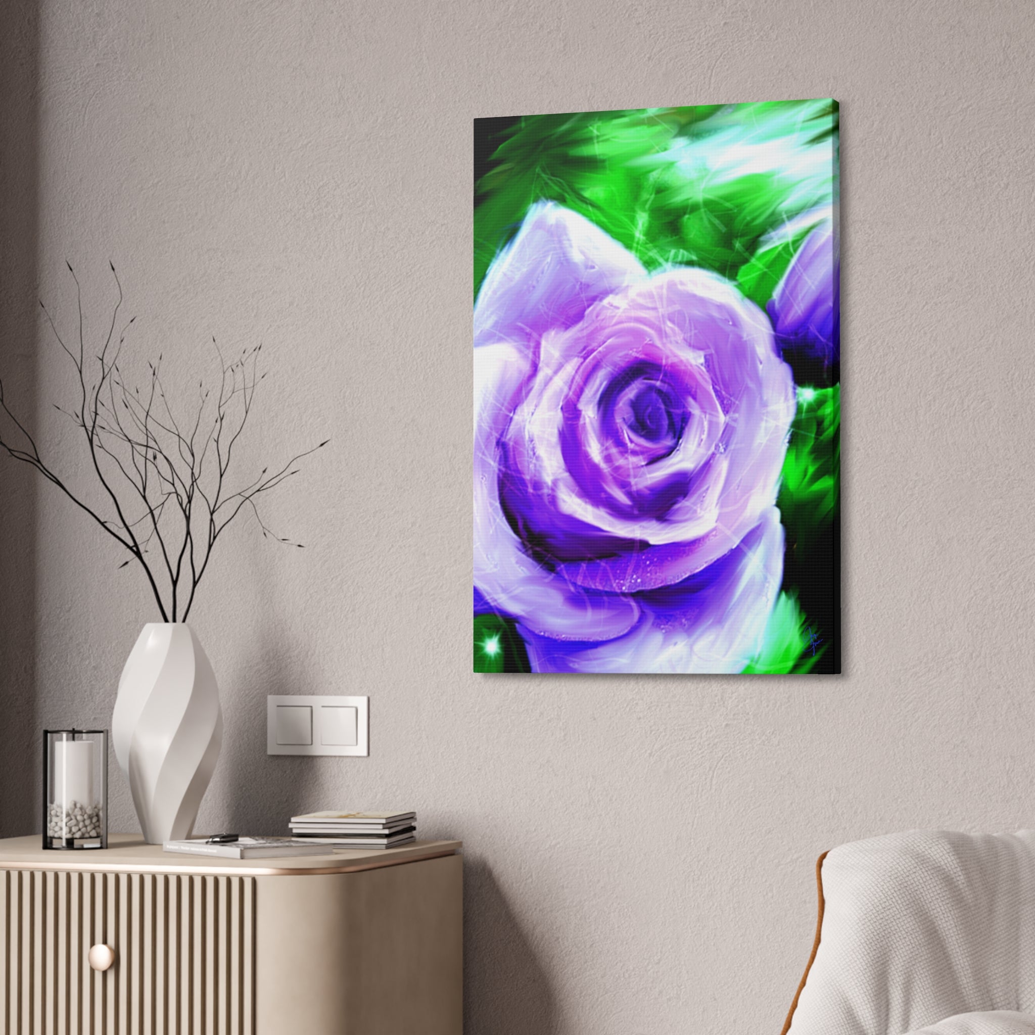 Purple Rose Canvas Print – Stretched 1.5" Floral Wall Art