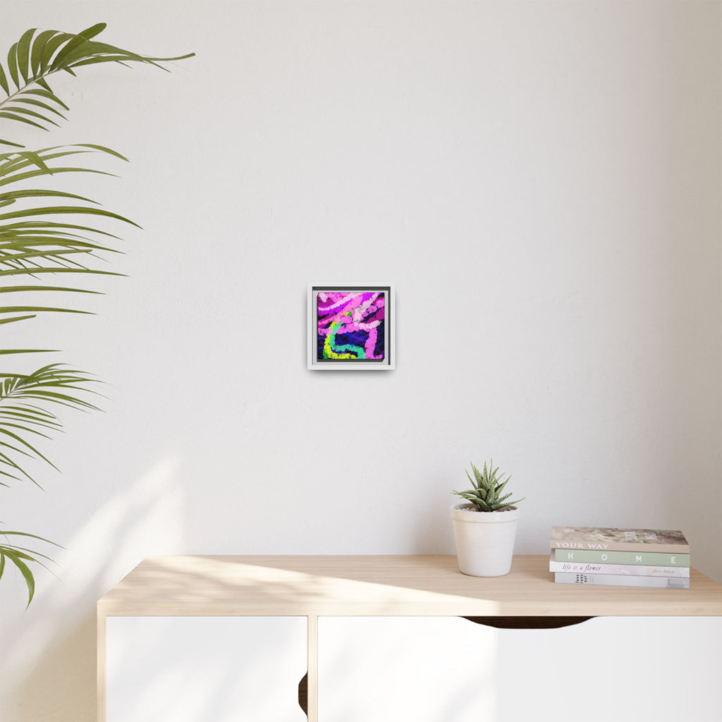 Framed Matte Canvas - Neon Rose Abstract Wall Art
