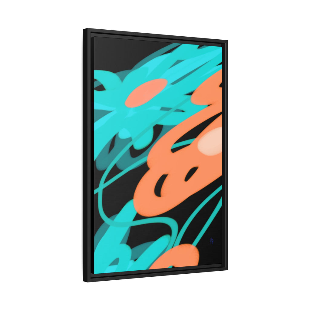 Abstract Teal & Coral Splash Framed Canvas