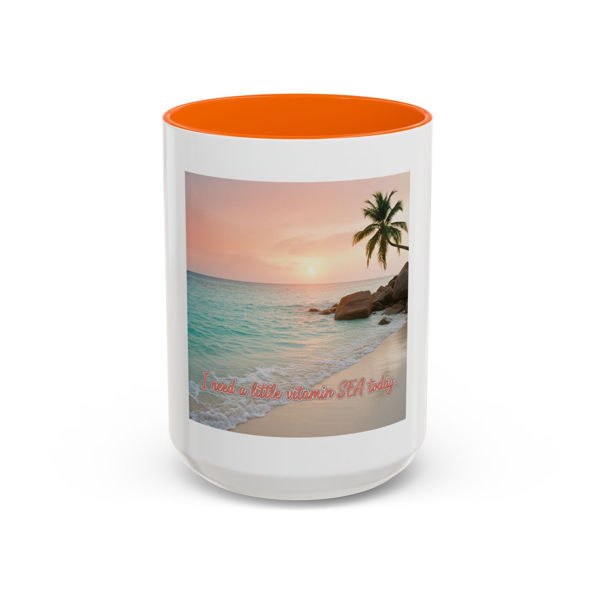 Tropical Beach Coffee Mug — Sunset Palm Ocean Accent Mug (11/15 oz)