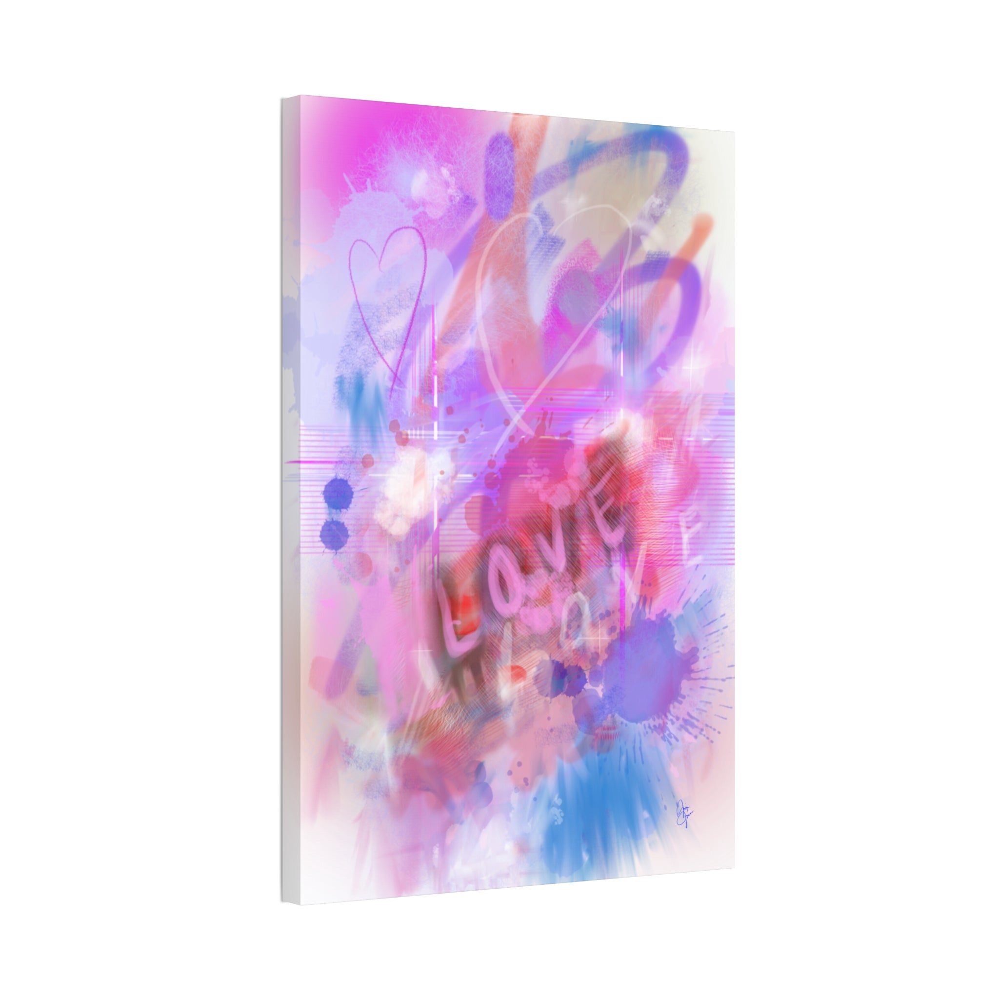 Love Vibes Canvas Wall Art — Pink Abstract Stretched Canvas