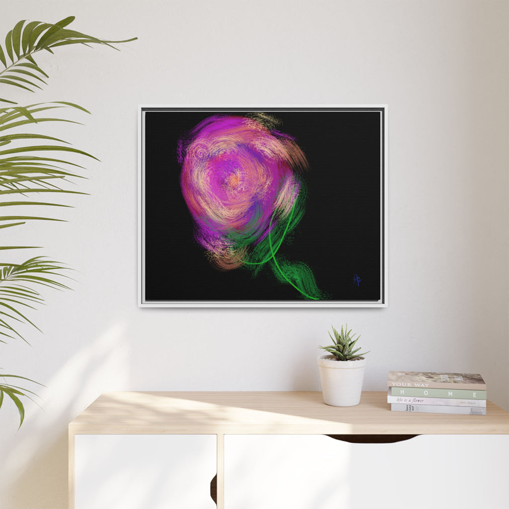 Abstract Rose Swirl Matte Framed Canvas — Multicolor Floral Wall Art