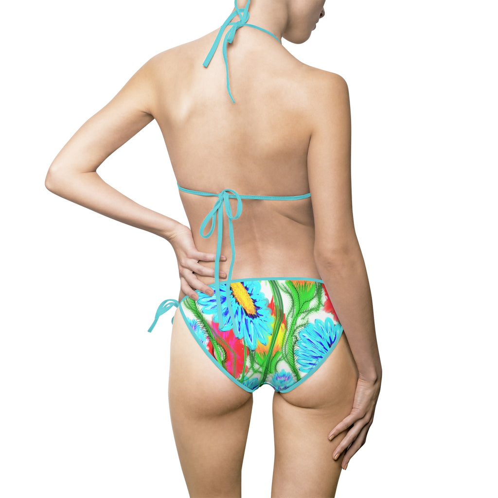 Tie-String Bikini - Bright Watercolor Floral Print