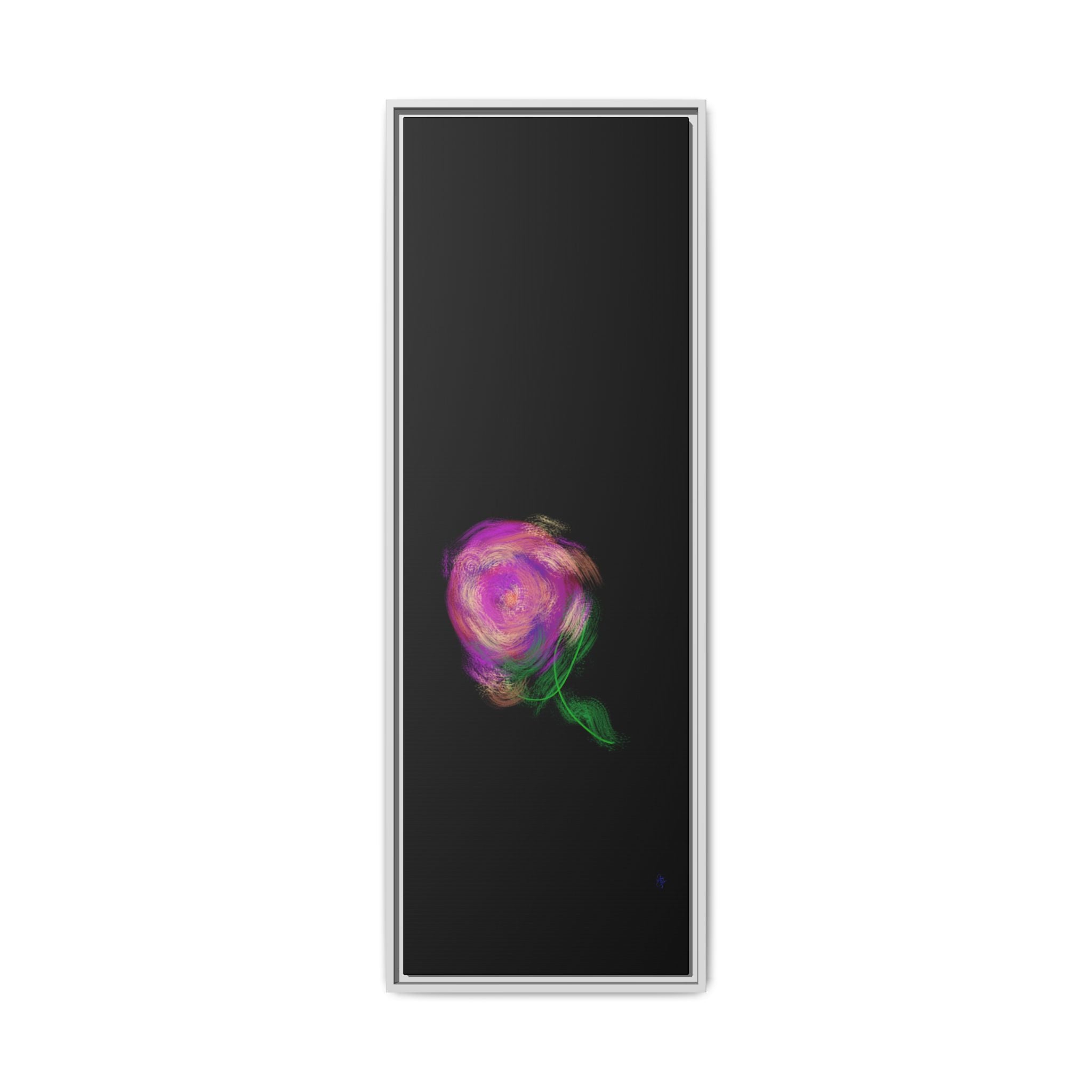 Abstract Rose Swirl Matte Framed Canvas — Multicolor Floral Wall Art