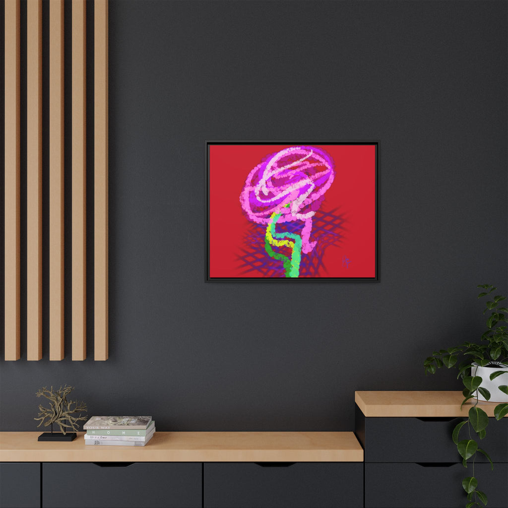 Framed Matte Canvas - Neon Rose Abstract Wall Art