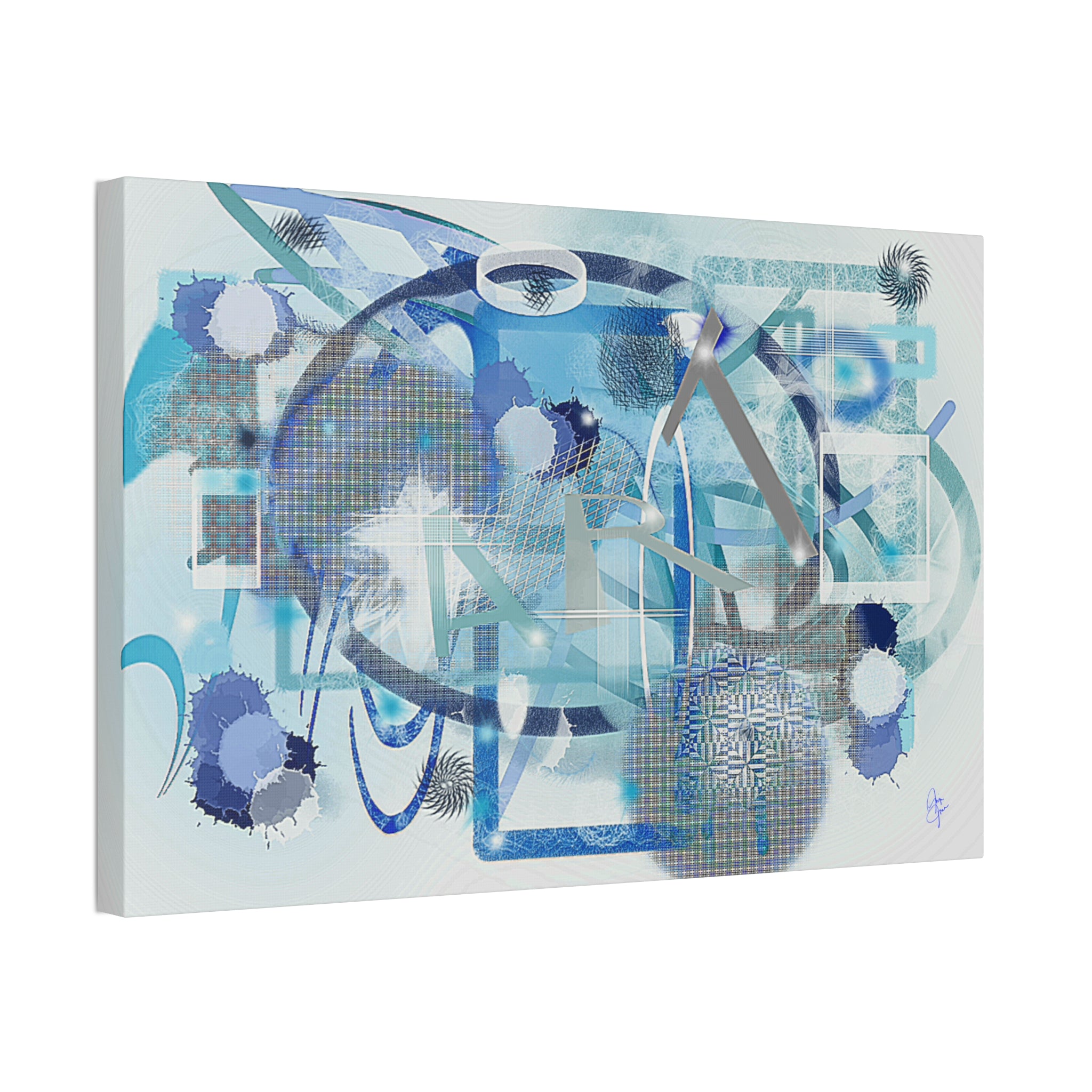 Abstract Blue Ocean Canvas Print – Modern Geometric Wall Art (Stretched 1.5")
