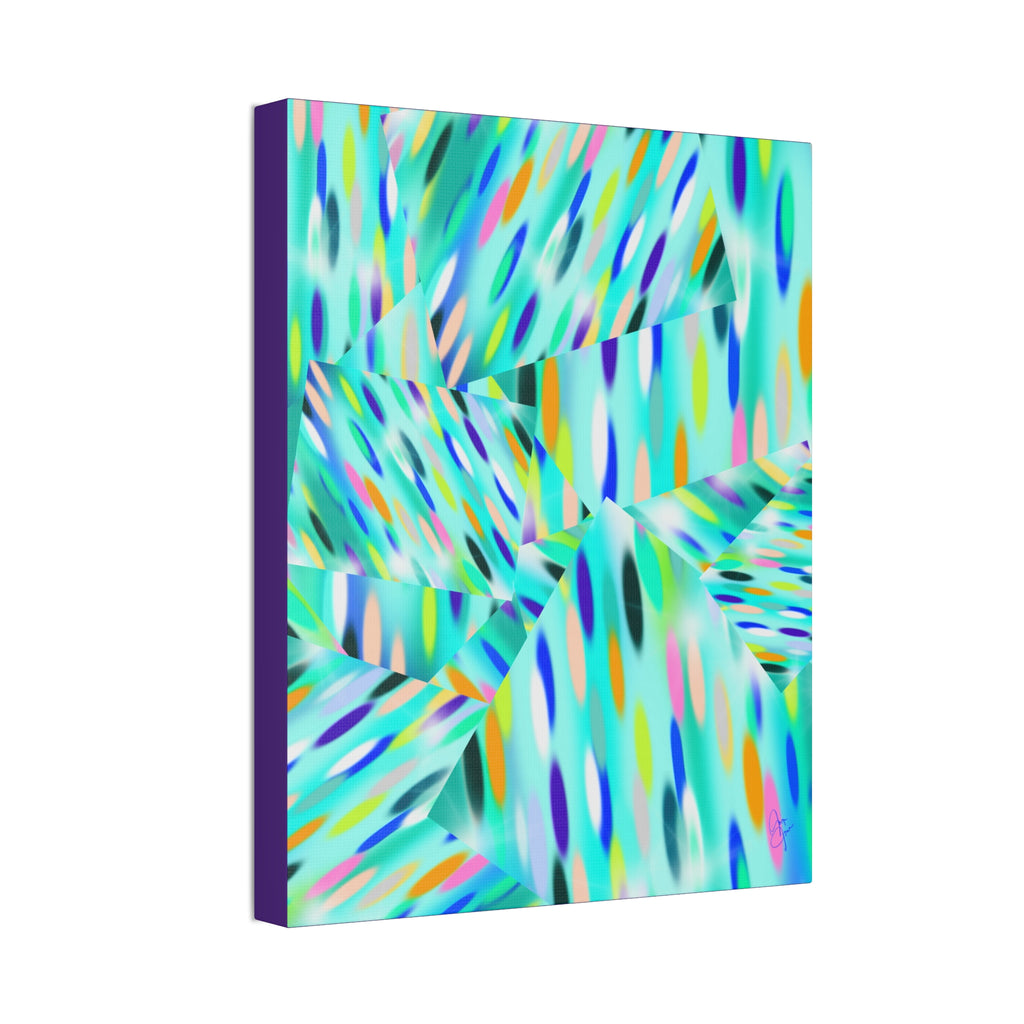 Abstract Aqua Canvas Print — Turquoise Geometric Art on Stretched 1.5" Canvas