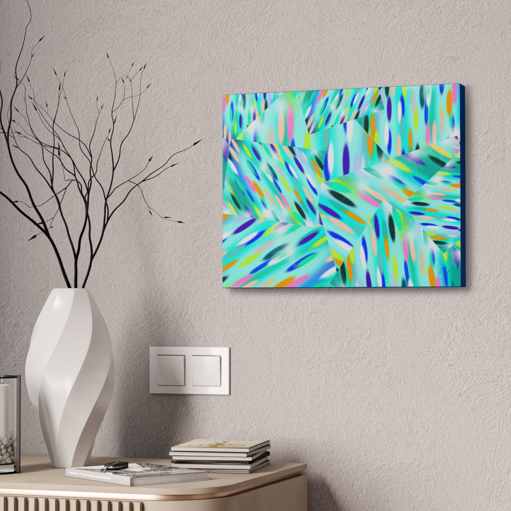 Abstract Aqua Canvas Print — Turquoise Geometric Art on Stretched 1.5" Canvas