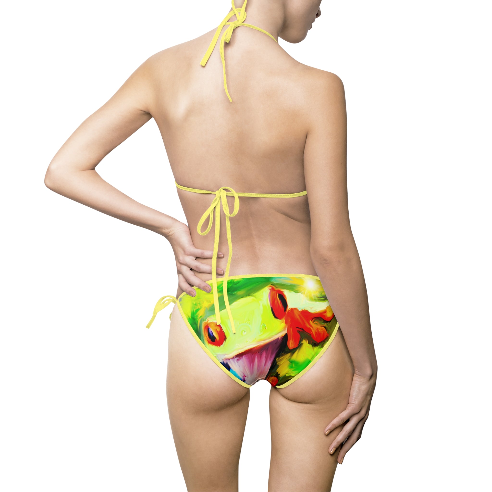 Tropical Frog Print Bikini — Colorful Nature Swimwear for Women