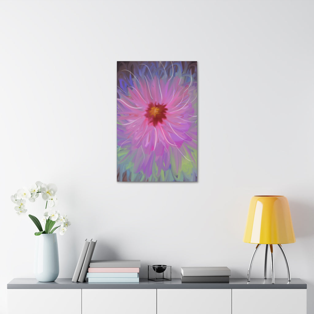 Pink Dahlia Floral Canvas Print — Stretched 1.5" Wall Art