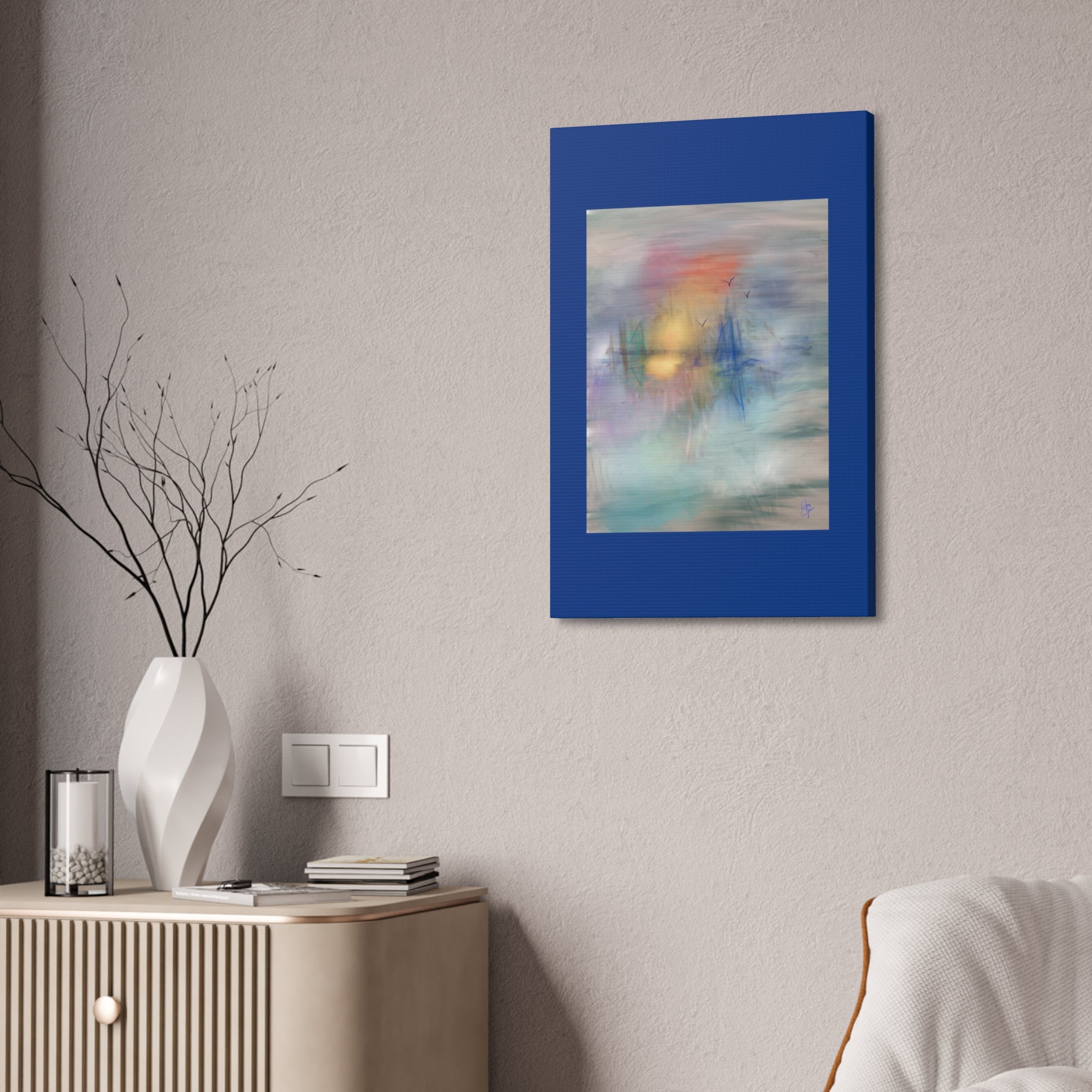 Sunset Harbor Abstract Canvas Wall Art – Stretched 1.5"