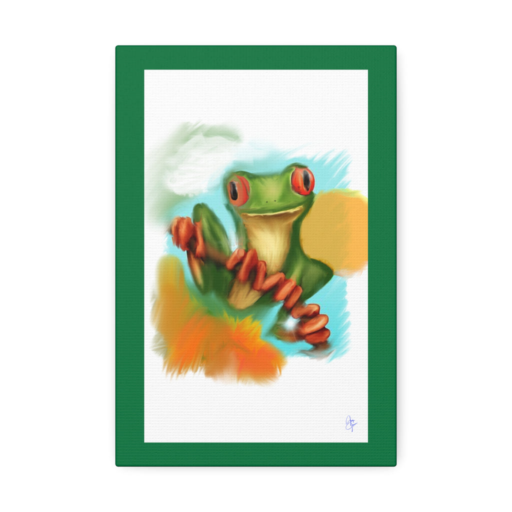 Red-Eyed Tree Frog Canvas Art – Colorful Tropical Wildlife Wall Decor, Stretched 1.5"