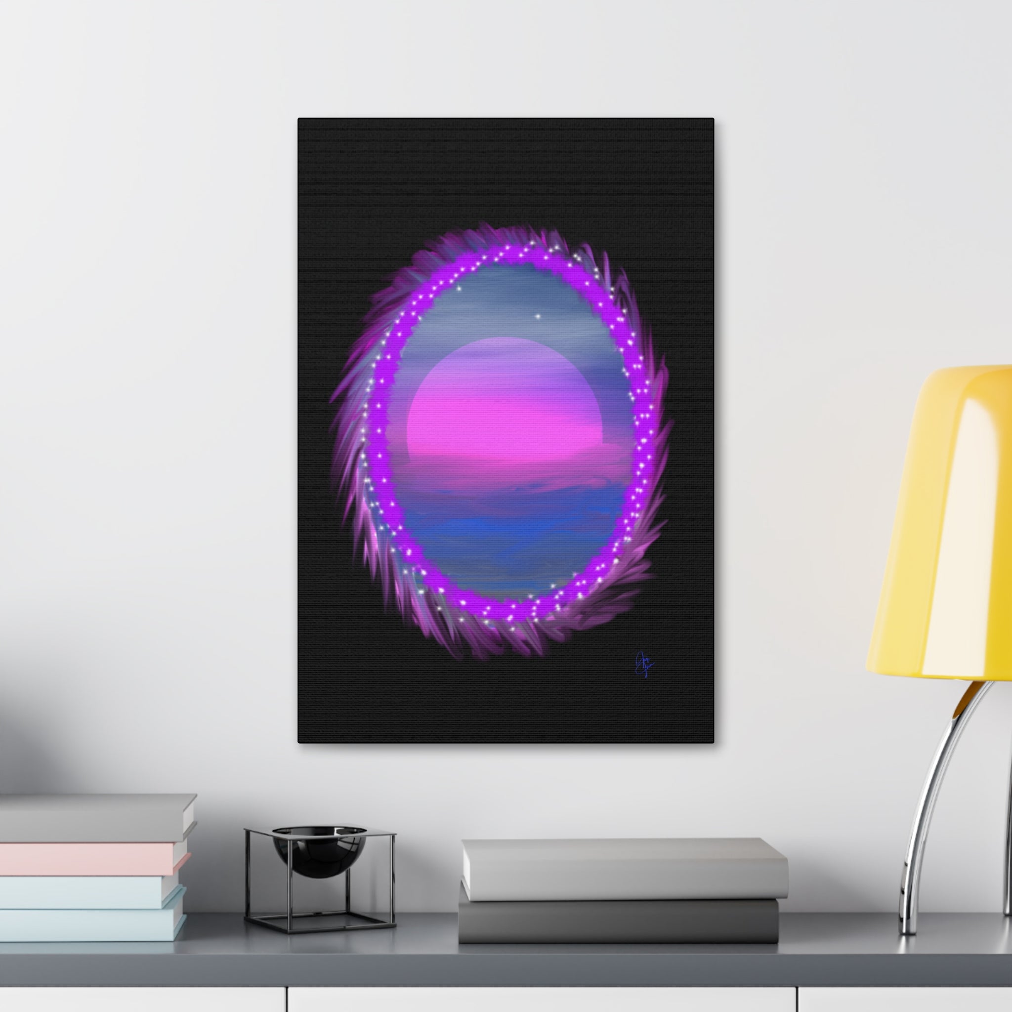 Stretched Canvas - Neon Dream Portal Sunset Wall Art